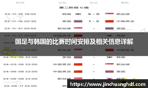 国足与韩国的比赛时间安排及相关信息详解